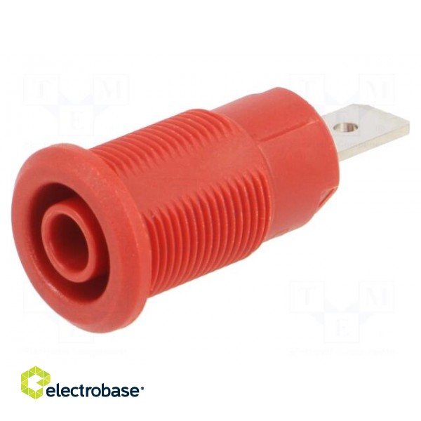 Socket | 4mm banana | 32A | 1kV | Cutout: Ø12.2mm | red | nickel plated image 1