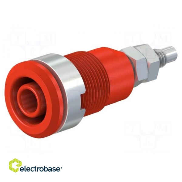 Socket | 4mm banana | 32A | 1kV | Cutout: Ø12.2mm | red | nickel plated