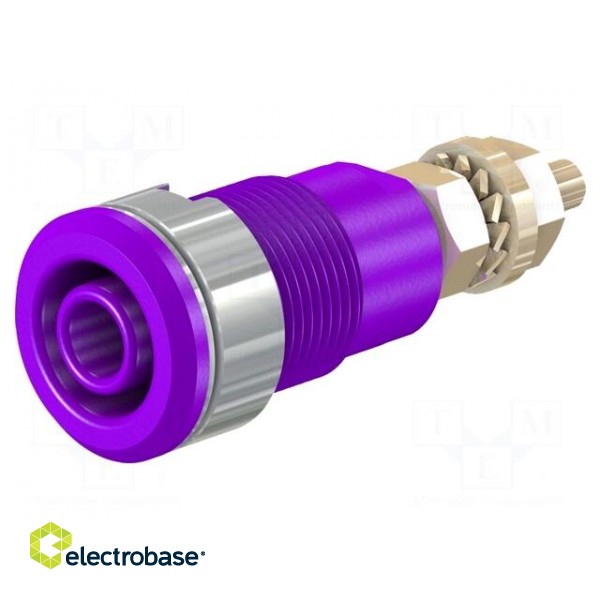 Socket | 4mm banana | 32A | 1kV | Cutout: Ø12.2mm | violet | gold-plated