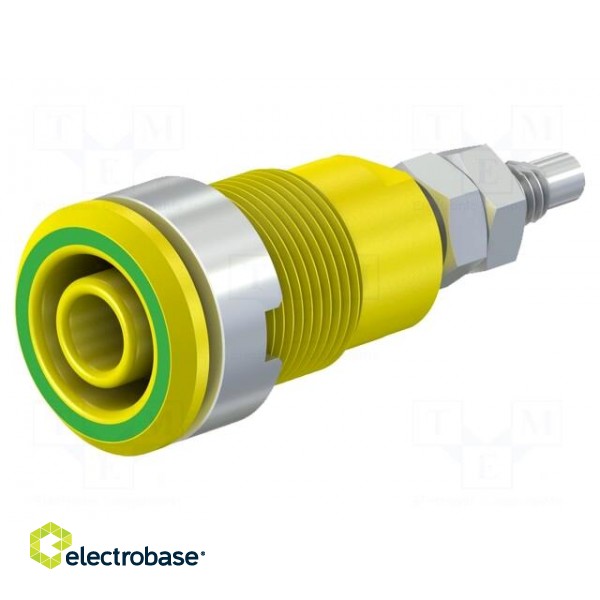 Socket | 4mm banana | 32A | 1kV | Cutout: Ø12.2mm | yellow-green