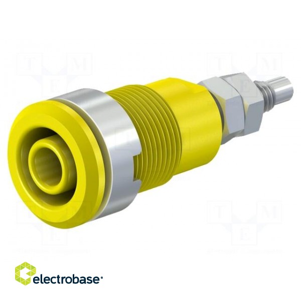 Socket | 4mm banana | 32A | 1kV | Cutout: Ø12.2mm | yellow | insulated