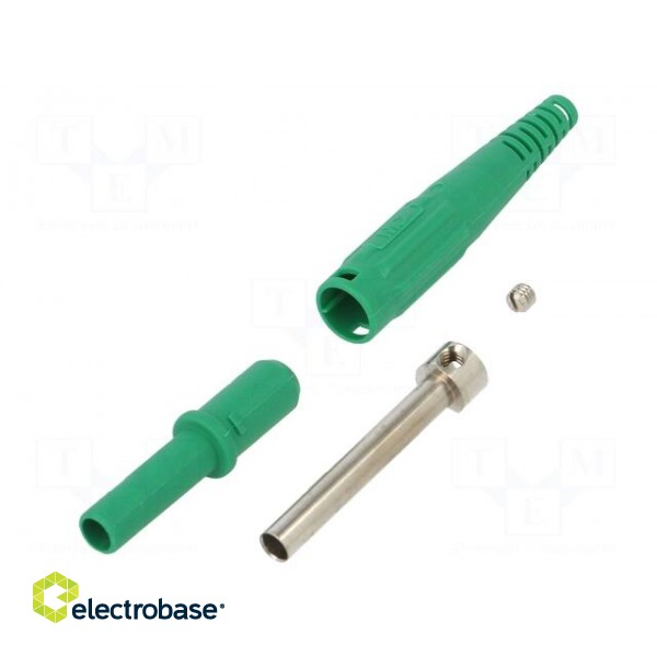Socket | 4mm banana | 32A | green | on cable | insulated | 2.5mm2 image 1