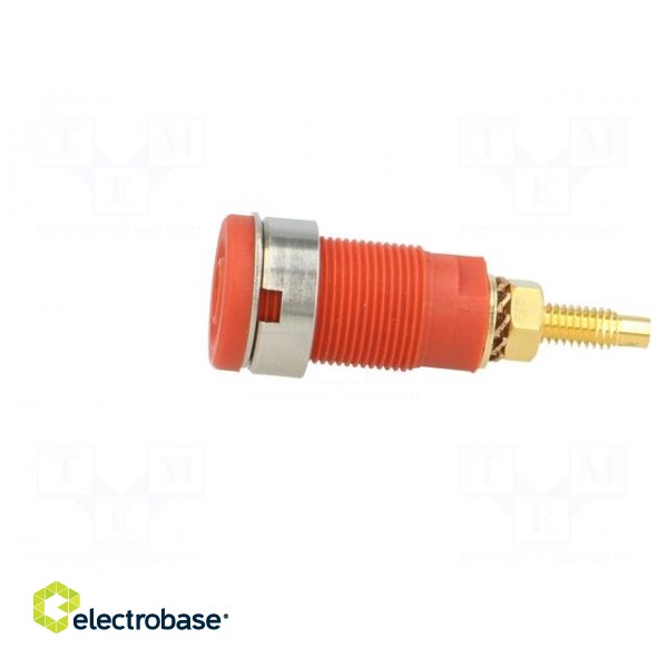 Socket | 4mm banana | 32A | 1kVDC | red | gold-plated | on panel | 40mm фото 3