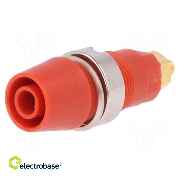 Socket | 4mm banana | 32A | 1kVDC | red | gold-plated | screw | insulated image 1
