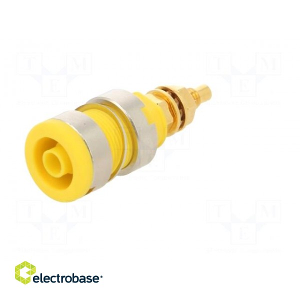 Socket | 4mm banana | 32A | 1kVDC | yellow | gold-plated | screw | 39mm image 2