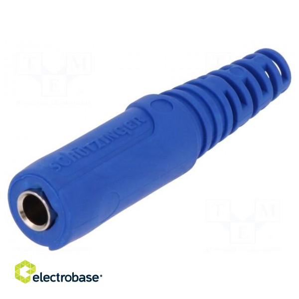 Socket | 4mm banana | 32A | 70VDC | blue | nickel plated | on cable image 1