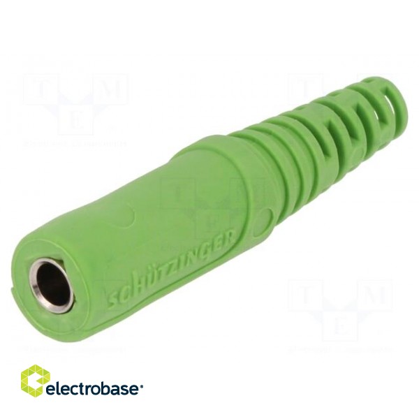 Socket | 4mm banana | 32A | 70VDC | green | nickel plated | on cable фото 1