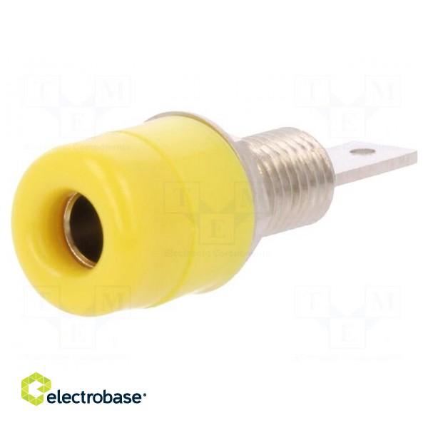Socket | 4mm banana | 32A | 33VAC | 70VDC | yellow | nickel plated | 5mΩ image 1