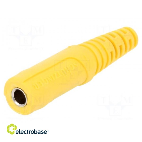 Socket | 4mm banana | 32A | 70VDC | yellow | nickel plated | on cable фото 1