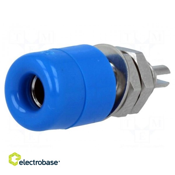 Socket | 4mm banana | 32A | 60VDC | blue | nickel plated | insulated image 1