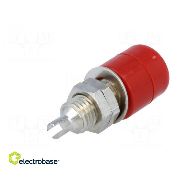 Socket | 4mm banana | 32A | 60VDC | red | nickel plated | on panel,screw image 6