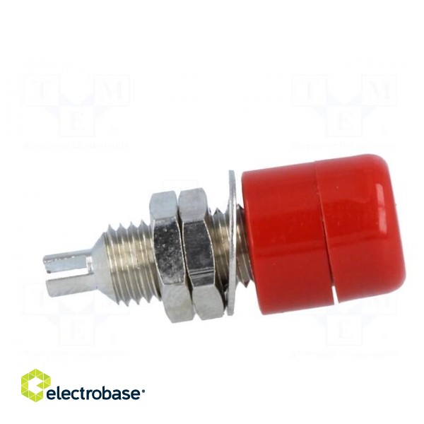 Socket | 4mm banana | 32A | 60VDC | red | nickel plated | on panel,screw image 7
