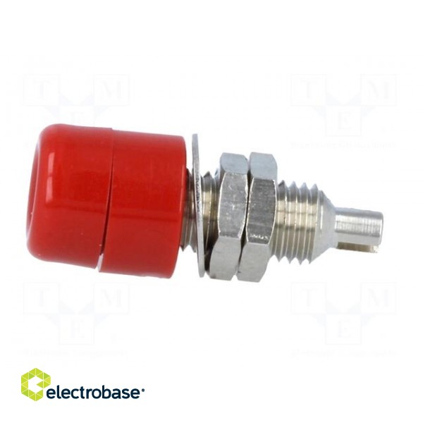 Socket | 4mm banana | 32A | 60VDC | red | nickel plated | screw,on panel фото 3