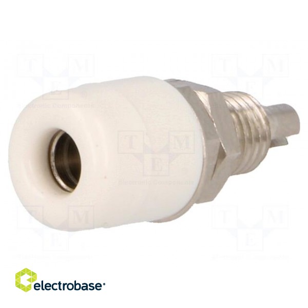 Socket | 4mm banana | 32A | 60VDC | white | nickel plated | insulated image 1