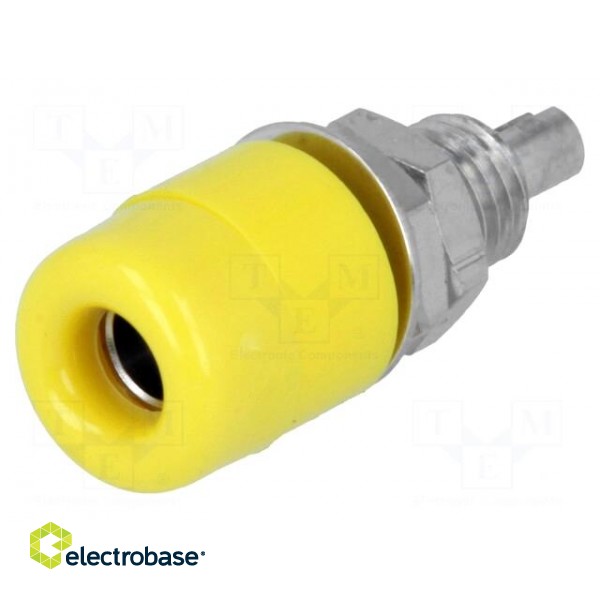 Socket | 4mm banana | 32A | 60VDC | yellow | nickel plated | insulated image 1