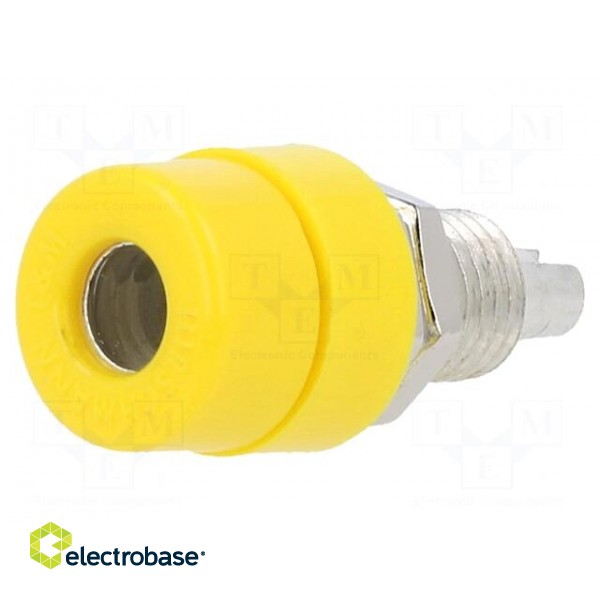 Socket | 4mm banana | 32A | 60VDC | yellow | screw | Overall len: 23.5mm image 1