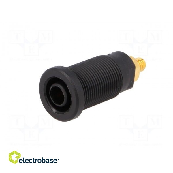 Socket | 4mm banana | 32A | black | gold-plated | screw,on panel | 32mm image 2