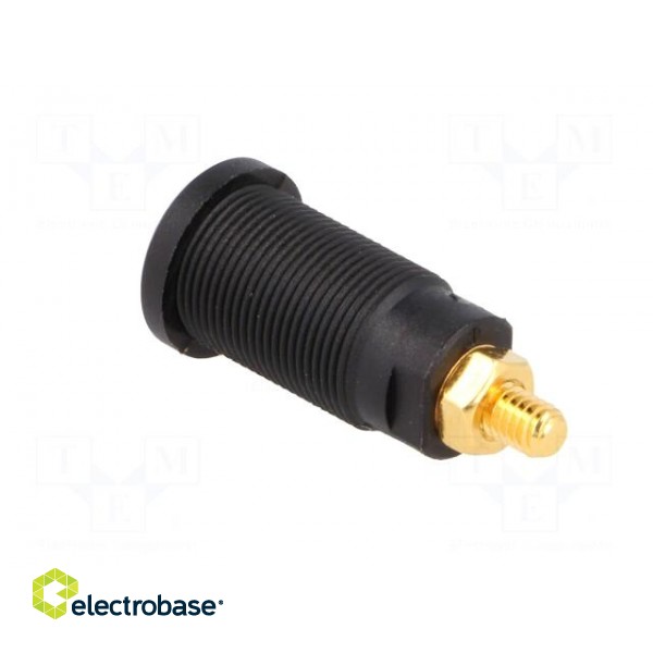 Socket | 4mm banana | 32A | black | gold-plated | screw,on panel | 32mm image 4