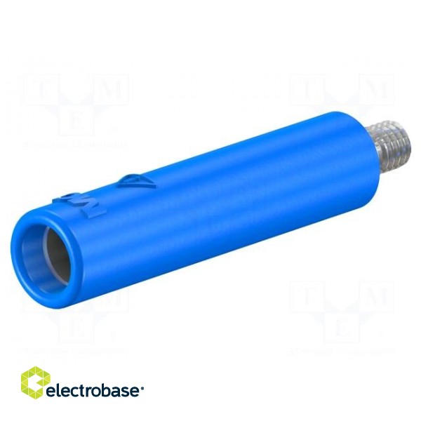 Socket | 4mm banana | 32A | blue | nickel plated | screw | insulated