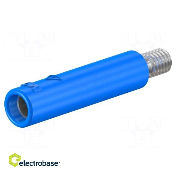Socket | 4mm banana | 32A | blue | nickel plated | screw | insulated