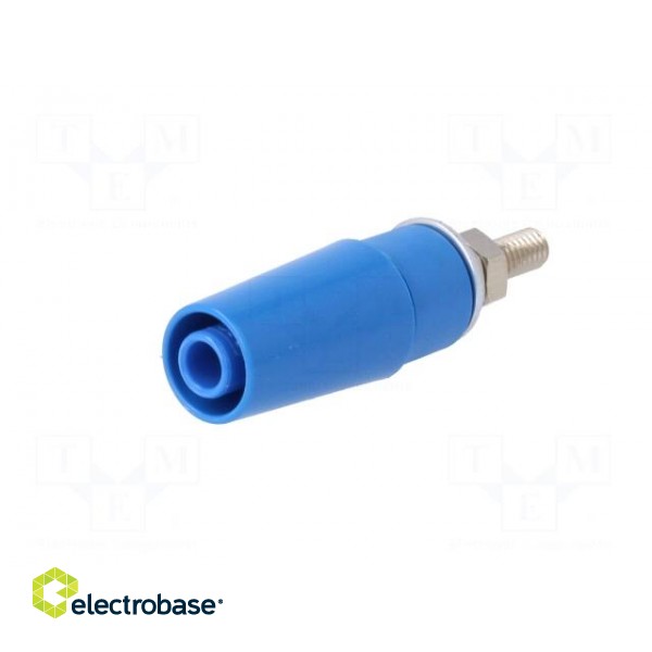 Socket | 4mm banana | 32A | blue | on panel | 45mm | Contacts: brass фото 2