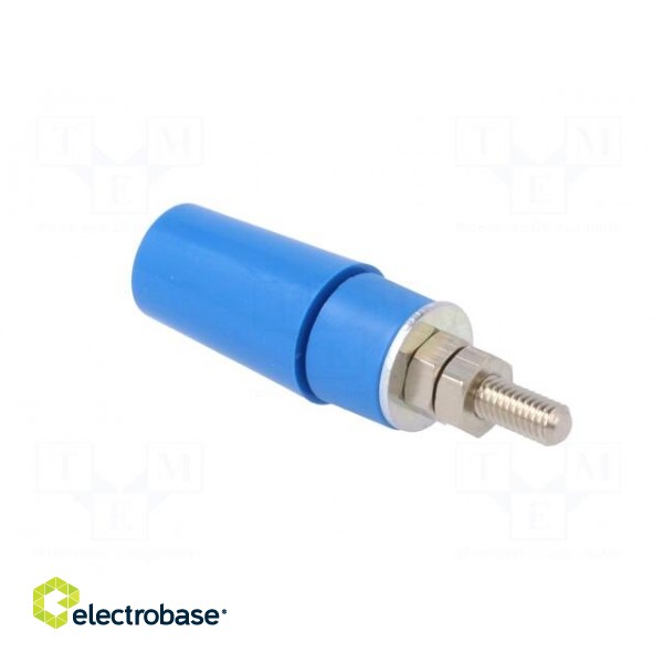 Socket | 4mm banana | 32A | blue | on panel | 45mm | Contacts: brass фото 4