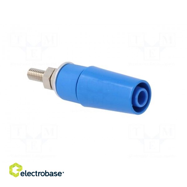 Socket | 4mm banana | 32A | blue | on panel | 45mm | Contacts: brass фото 8