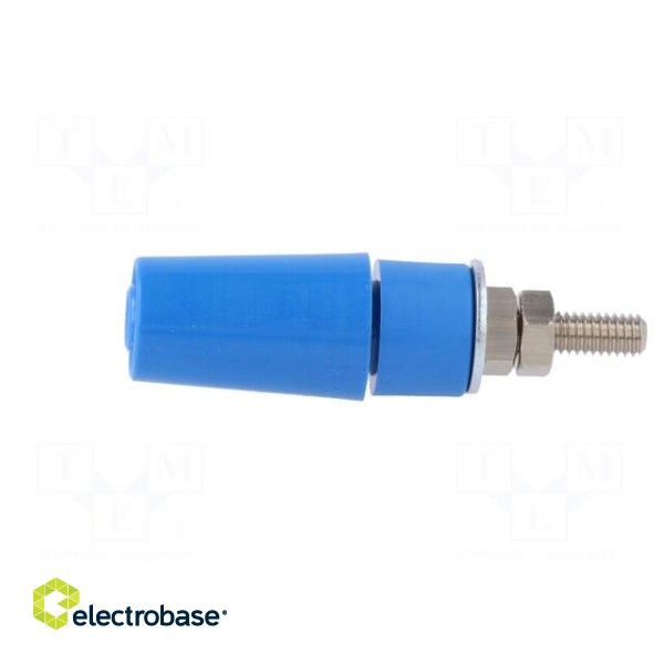 Socket | 4mm banana | 32A | blue | on panel | 45mm | Contacts: brass image 3