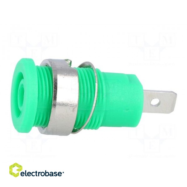 Socket | 4mm banana | 32A | green | nickel plated | on panel | insulated фото 3