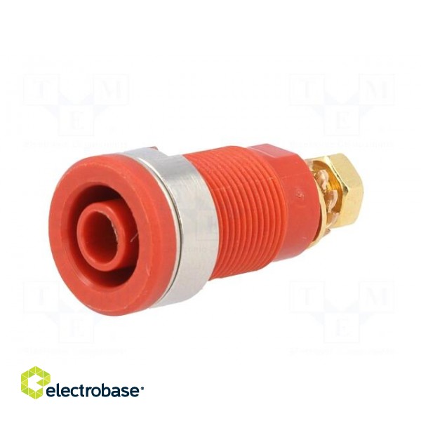 Socket | 4mm banana | 32A | red | gold-plated | screw,on panel | 32mm image 2
