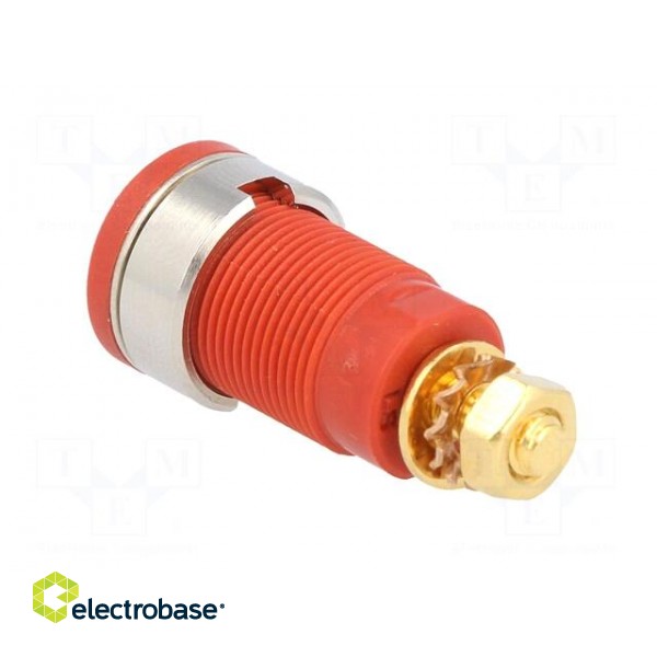 Socket | 4mm banana | 32A | red | gold-plated | screw,on panel | 32mm image 4