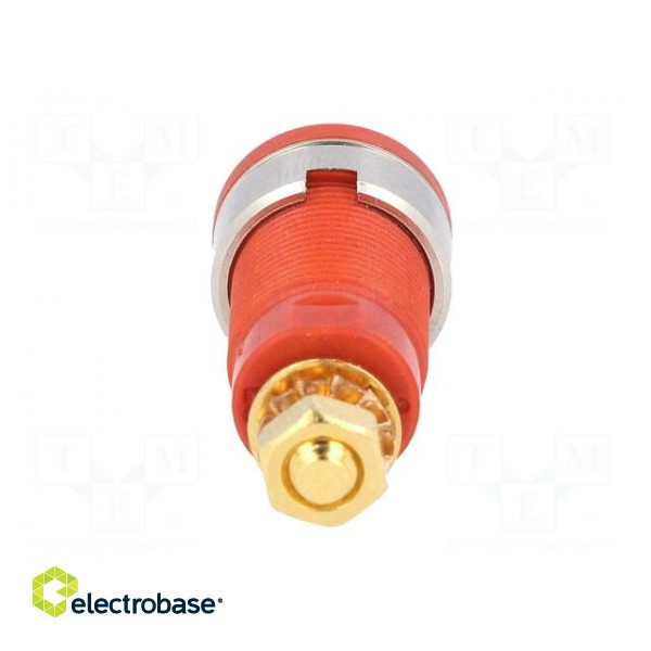 Socket | 4mm banana | 32A | red | gold-plated | screw,on panel | 32mm image 5