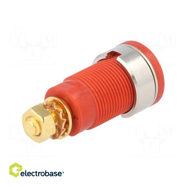 Socket | 4mm banana | 32A | red | gold-plated | screw,on panel | 32mm image 6