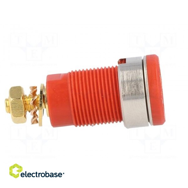 Socket | 4mm banana | 32A | red | gold-plated | screw,on panel | 32mm image 7