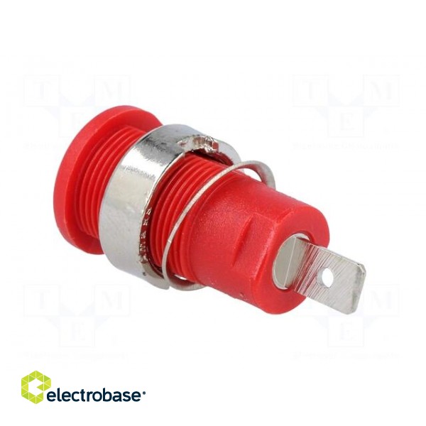 Socket | 4mm banana | 32A | red | nickel plated | on panel | insulated фото 4