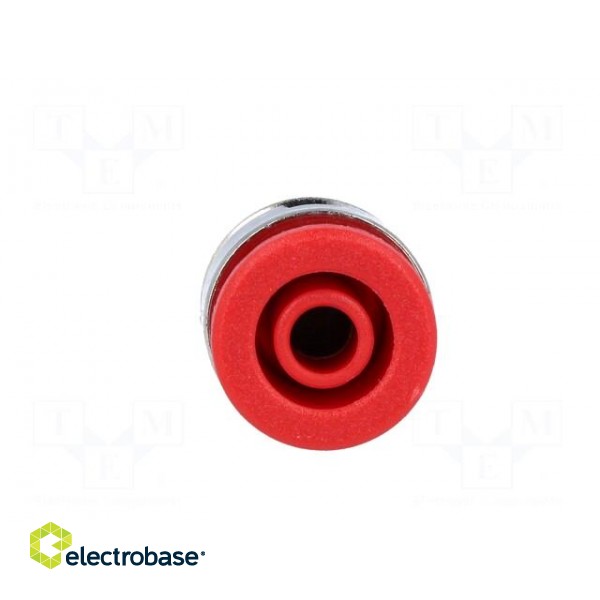 Socket | 4mm banana | 32A | red | nickel plated | on panel | insulated фото 9