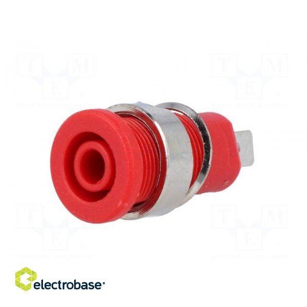 Socket | 4mm banana | 32A | red | nickel plated | on panel | insulated image 2