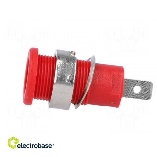 Socket | 4mm banana | 32A | red | nickel plated | on panel | insulated image 3