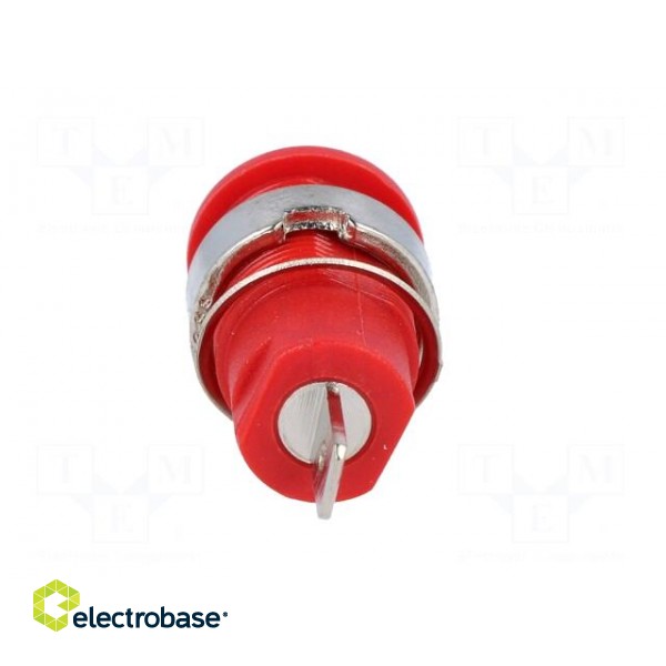 Socket | 4mm banana | 32A | red | nickel plated | on panel | insulated фото 5