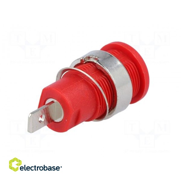 Socket | 4mm banana | 32A | red | nickel plated | on panel | insulated image 6