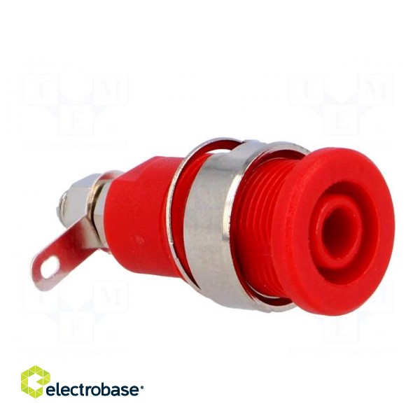 Socket | 4mm banana | 32A | red | nickel plated | screw,on panel image 8