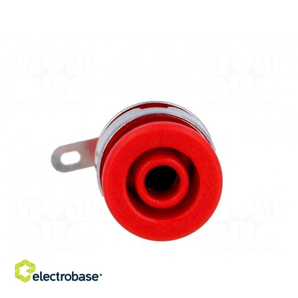 Socket | 4mm banana | 32A | red | nickel plated | screw,on panel фото 9