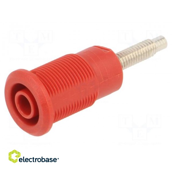 Socket | 4mm banana | 32A | red | nickel plated | Overall len: 38.5mm image 1