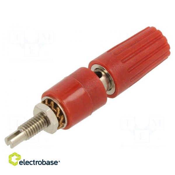 Socket | 4mm banana | 35A | 30VAC | 60VDC | red | nickel plated image 1