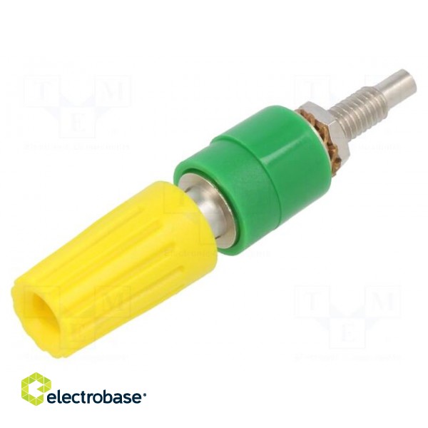 Socket | 4mm banana | 35A | 30VAC | 60VDC | yellow-green | nickel plated