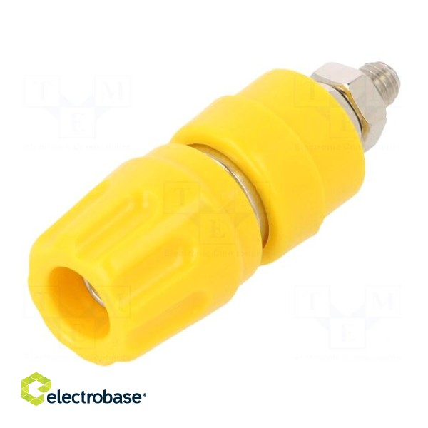 Socket | 4mm banana | 35A | 30VAC | 60VDC | yellow | nickel plated | M4 image 1