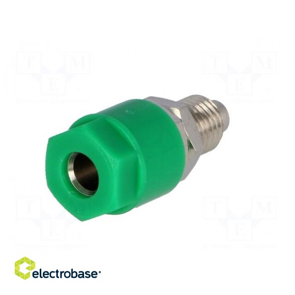 Socket | 4mm banana | 36A | 60VDC | Cutout: Ø8mm | green | nickel plated фото 2