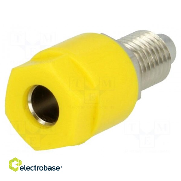 Socket | 4mm banana | 36A | 60VDC | Cutout: Ø8mm | yellow | nickel plated paveikslėlis 1
