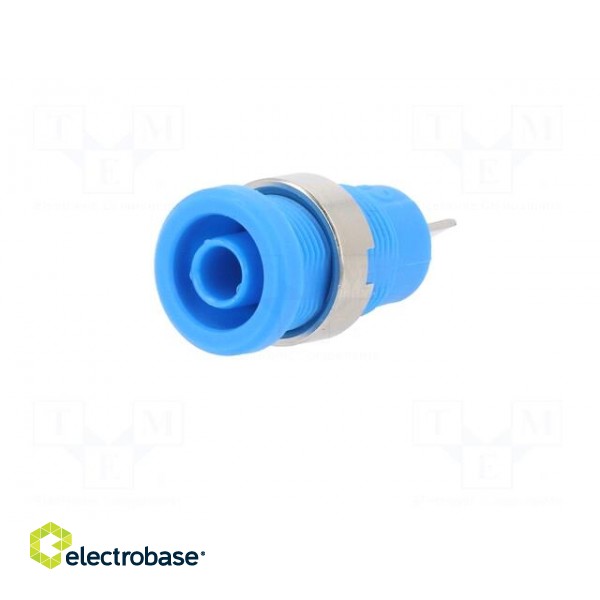 Socket | 4mm banana | 36A | blue | nickel plated | on panel,screw image 2