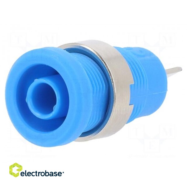 Socket | 4mm banana | 36A | blue | nickel plated | on panel,screw image 1